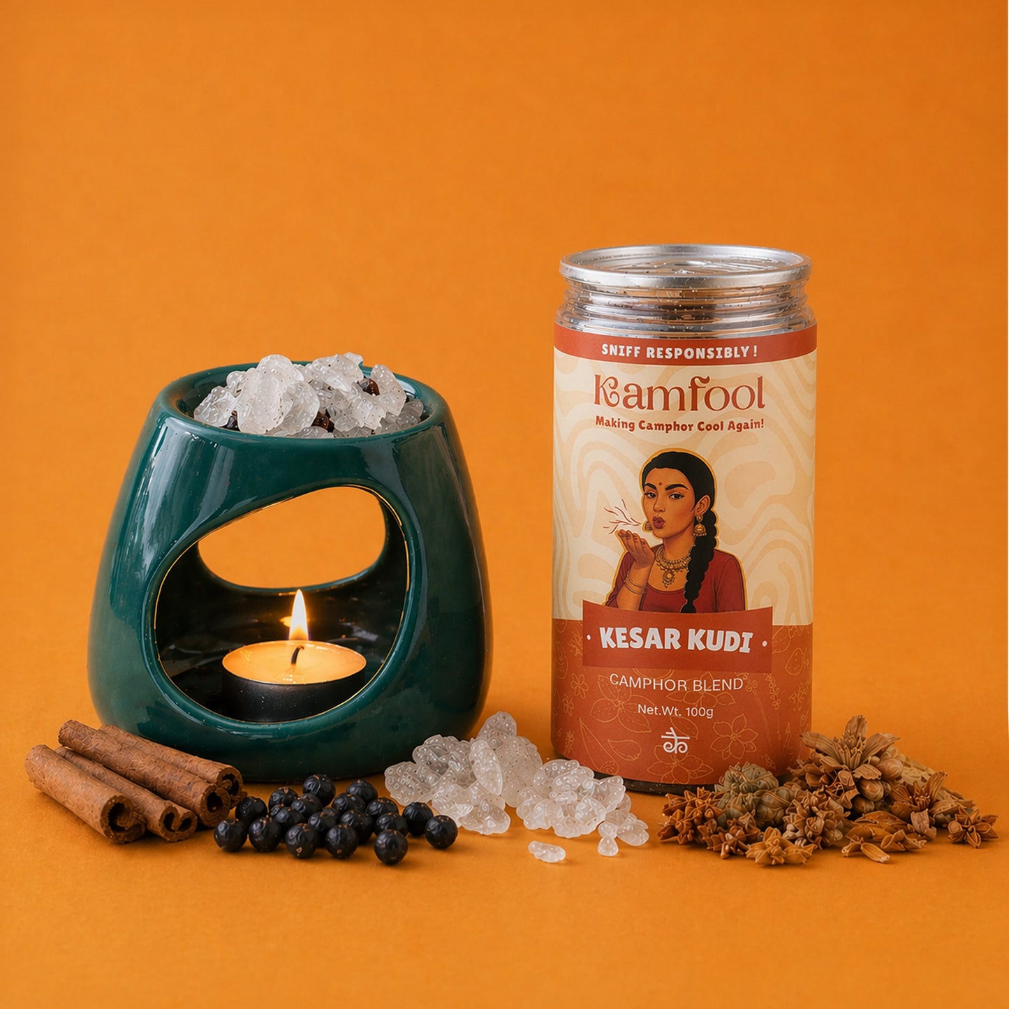 Kesar Kudi- Camphor Blend and Diffuser combo
